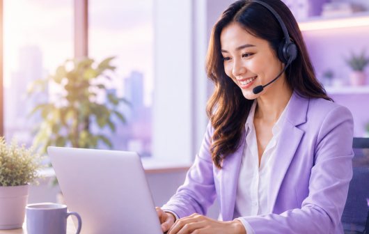 Customer Management — professional with headset providing support